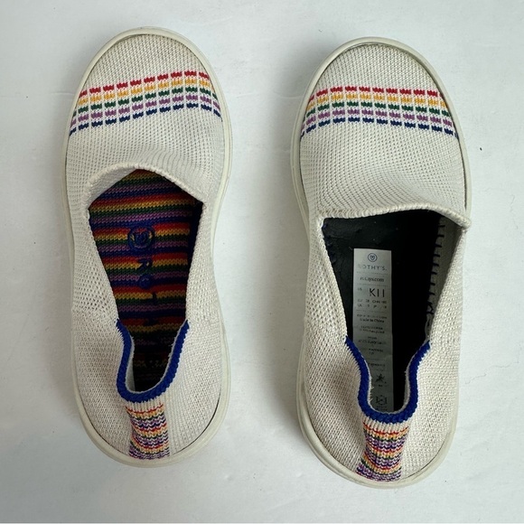 Rothy's The Kid White Rainbow Knit Slip On Sneaker Unisex Toddler Size 11 Shoes - Picture 4 of 10